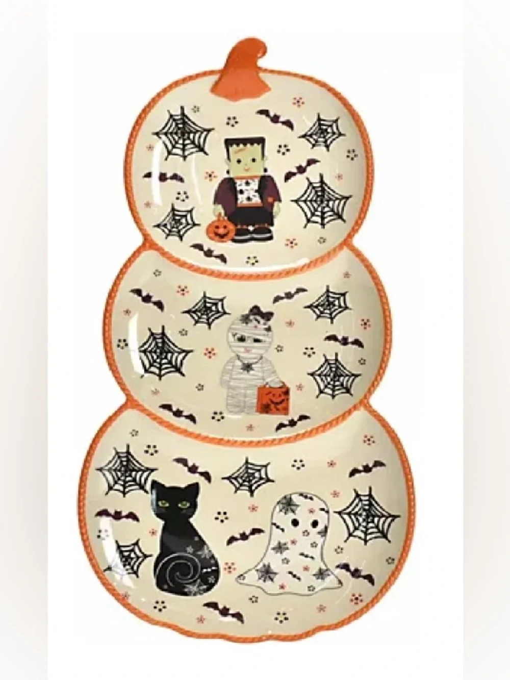 Temp-tations Seasonal Stacked Figural Pumpkin Platter Halloween Boofetti